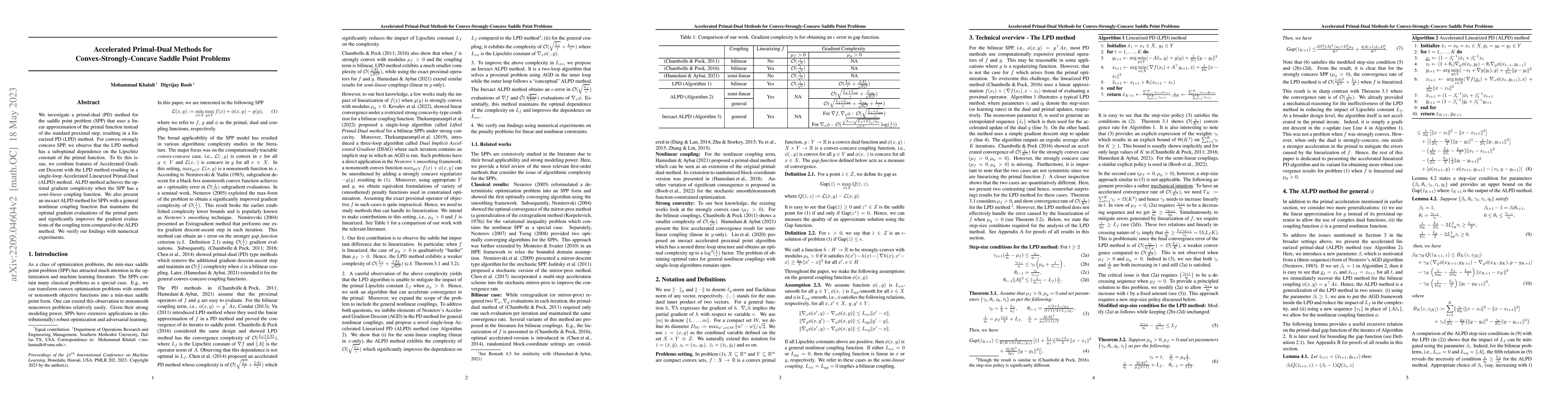 Thumbnail for Accelerated Primal-Dual Methods for Convex-Strongly-Concave Saddle Point
  Problems