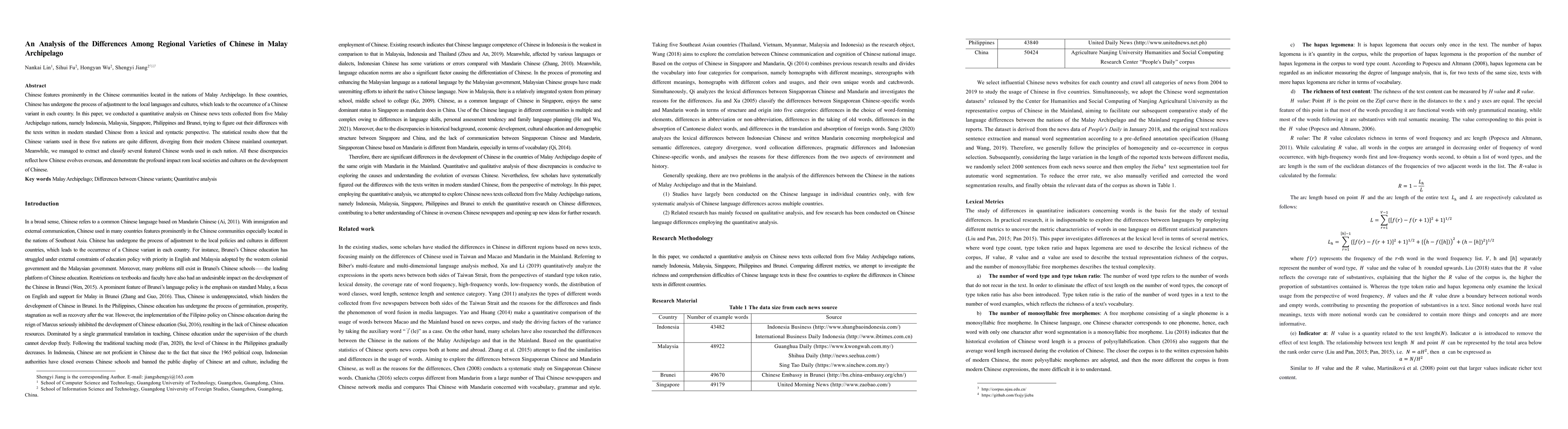 Thumbnail for An Analysis of the Differences Among Regional Varieties of Chinese in
  Malay Archipelago