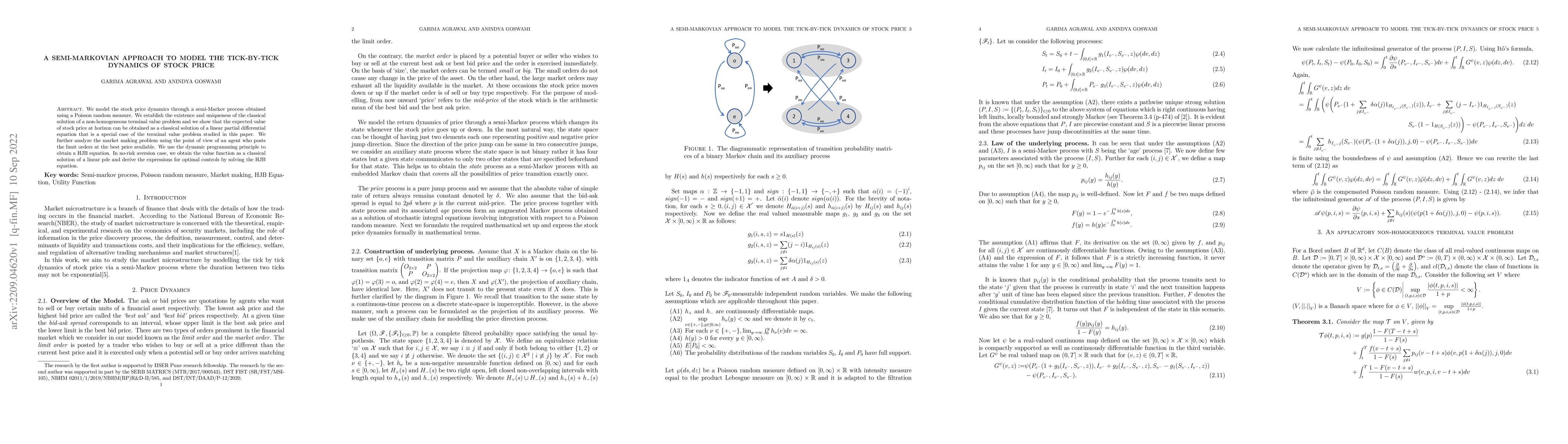 Thumbnail for A semi-Markovian approach to model the tick-by-tick dynamics of stock
  price