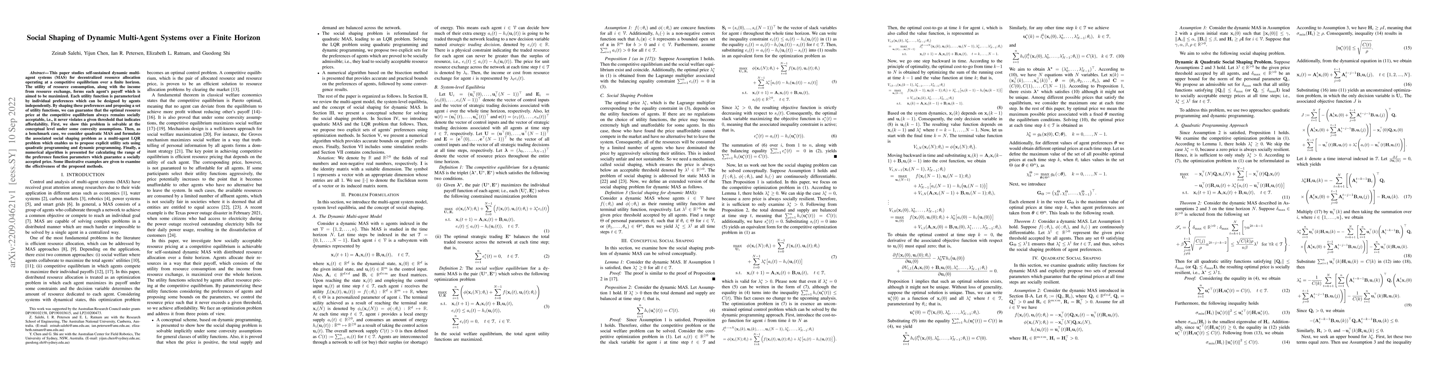 Thumbnail for Social Shaping of Dynamic Multi-Agent Systems over a Finite Horizon