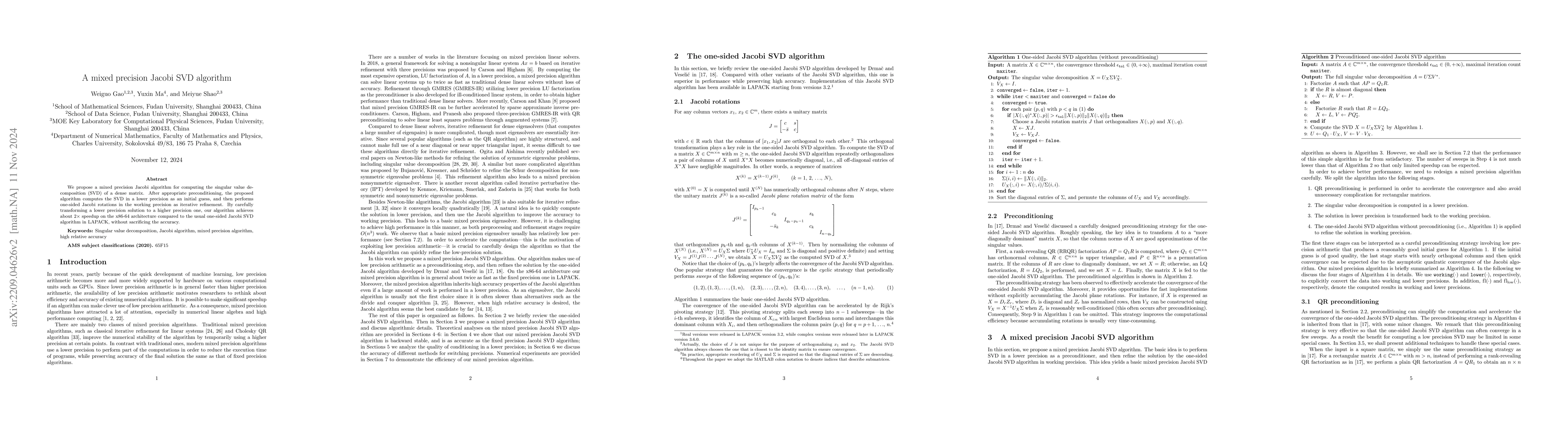 Thumbnail for A mixed precision Jacobi SVD algorithm