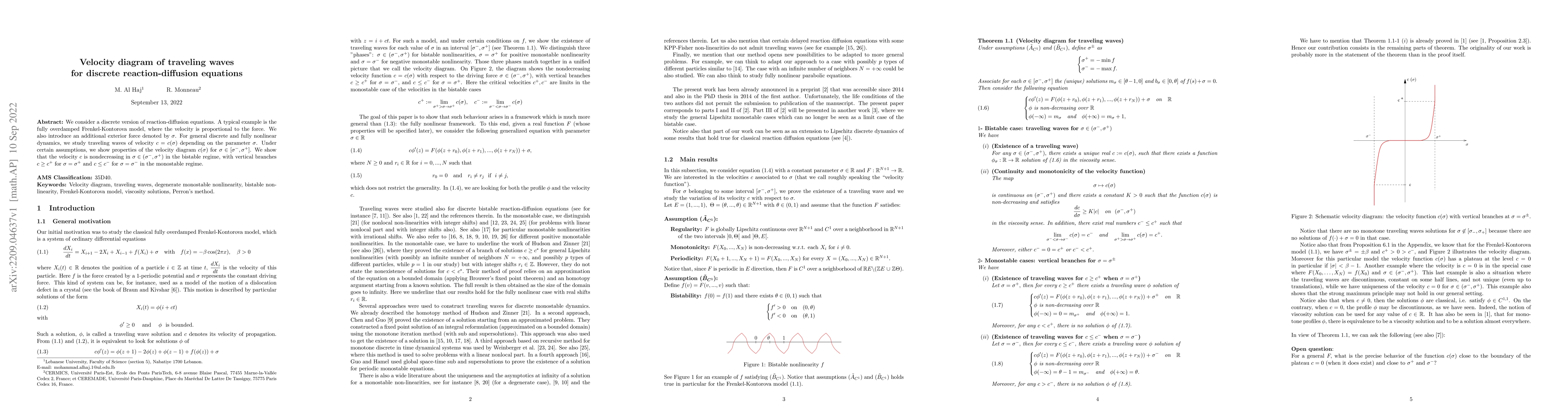 Thumbnail for Velocity diagram of traveling waves for discrete reaction-diffusion
  equations