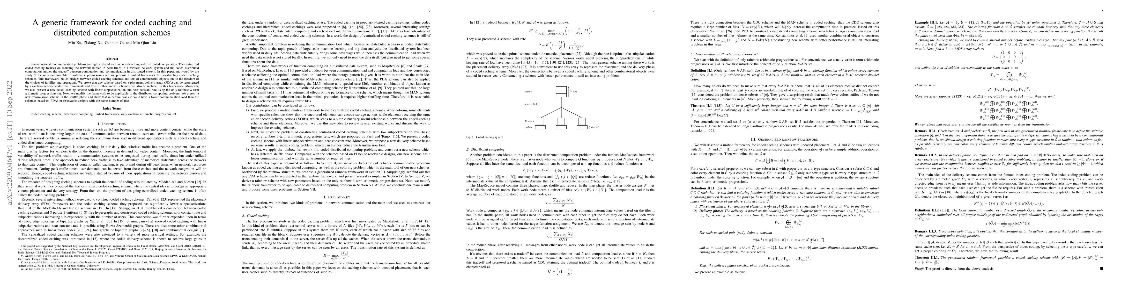 Thumbnail for A generic framework for coded caching and distributed computation
  schemes