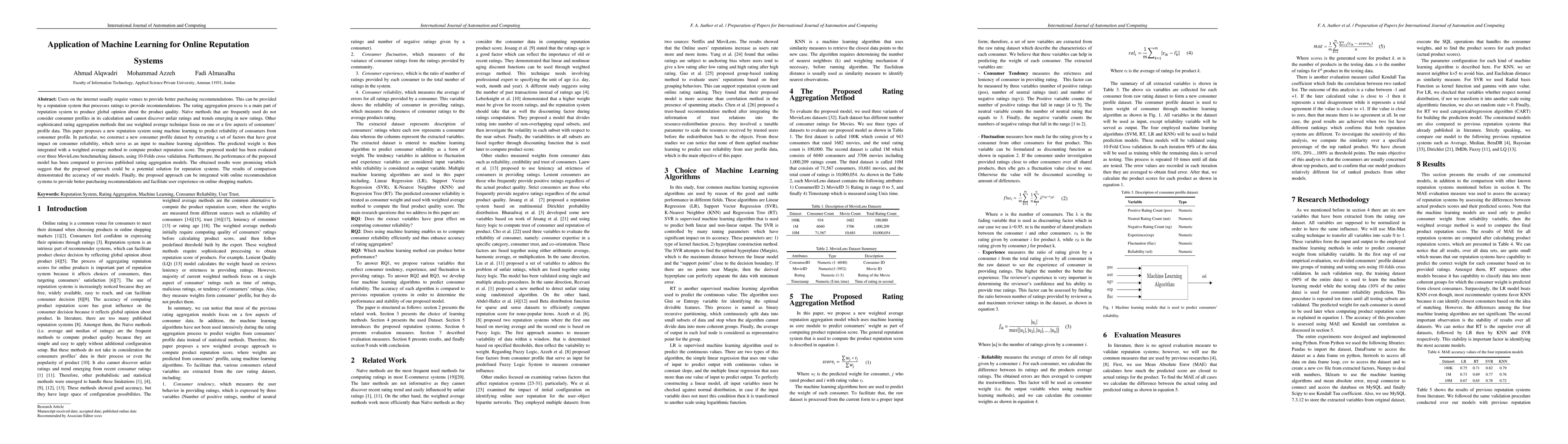 Thumbnail for Application of Machine Learning for Online Reputation Systems