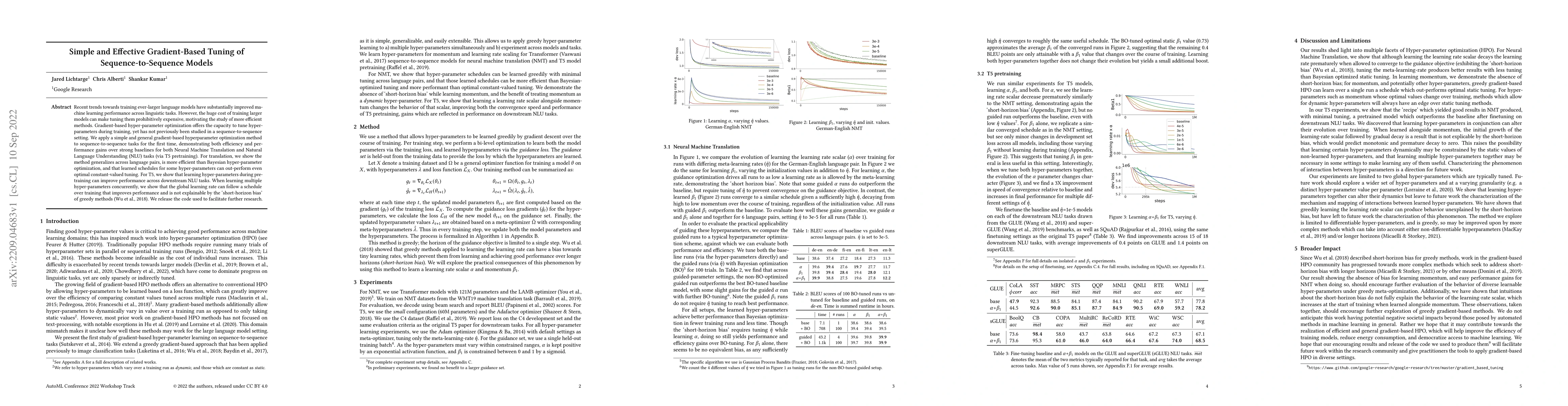 Thumbnail for Simple and Effective Gradient-Based Tuning of Sequence-to-Sequence
  Models