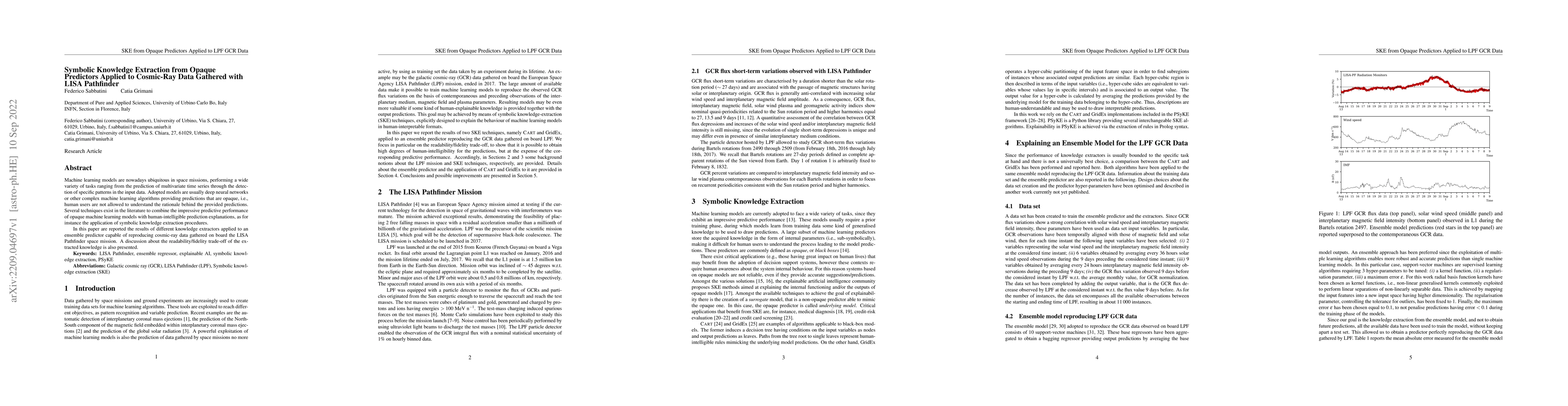 Thumbnail for Symbolic Knowledge Extraction from Opaque Predictors Applied to
  Cosmic-Ray Data Gathered with LISA Pathfinder