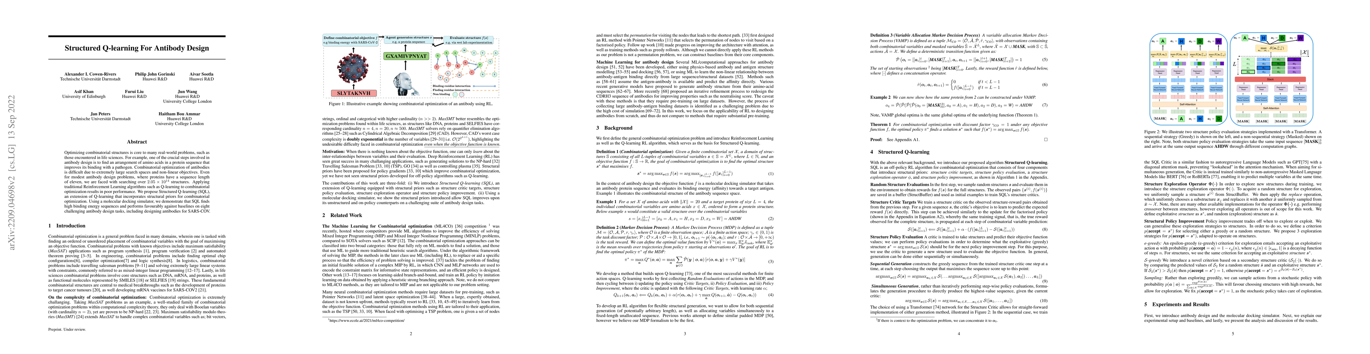 Thumbnail for Structured Q-learning For Antibody Design