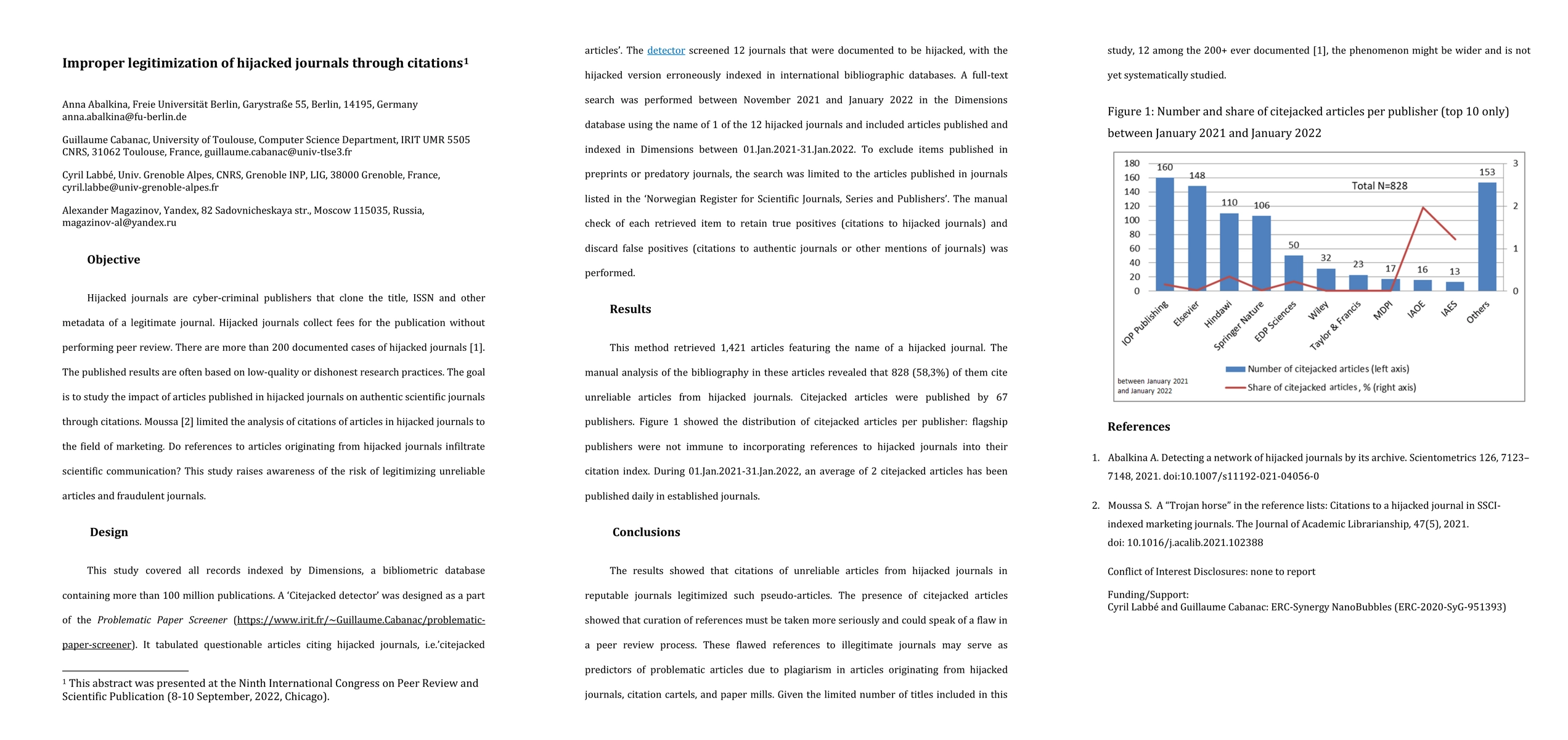 Thumbnail for Improper legitimization of hijacked journals through citations