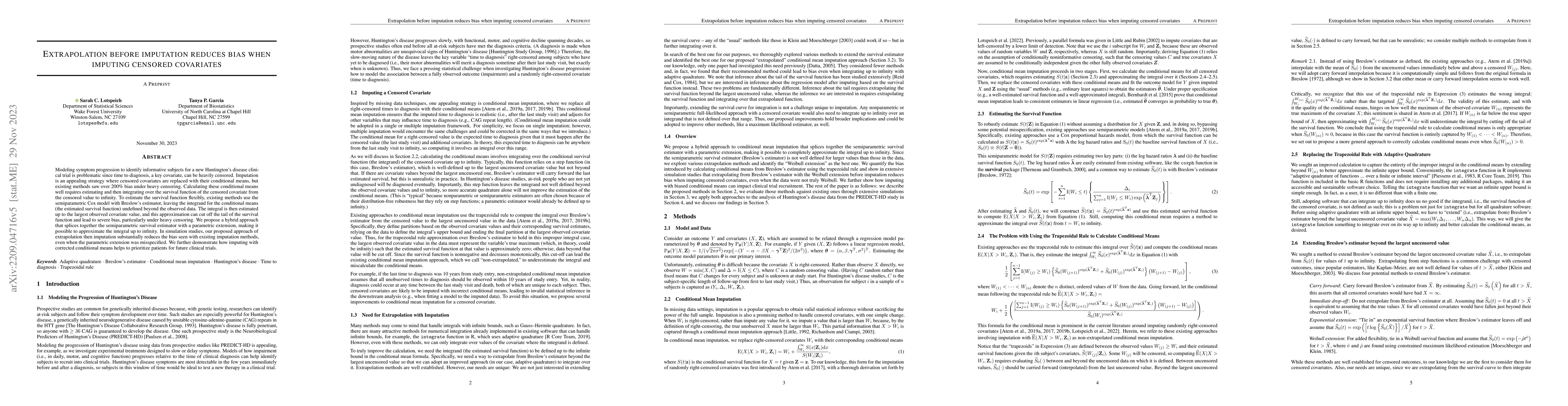Thumbnail for Extrapolation before imputation reduces bias when imputing censored
  covariates