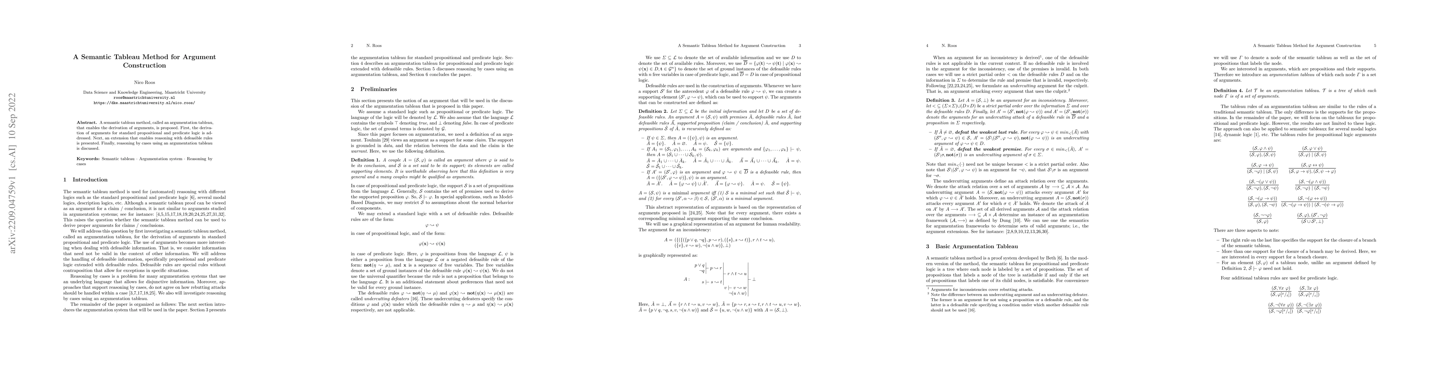 Thumbnail for A Semantic Tableau Method for Argument Construction