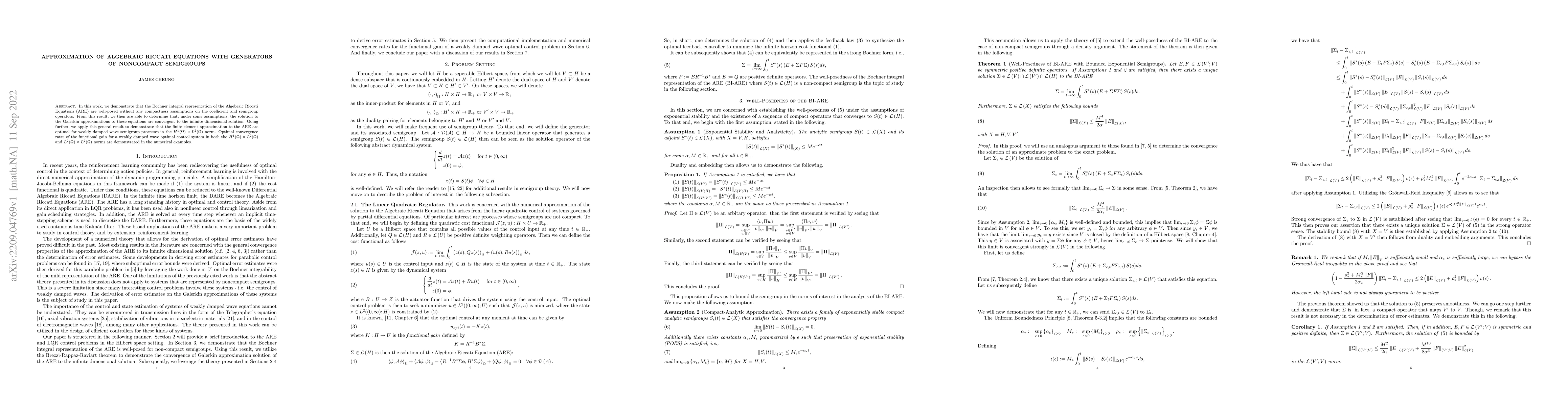 Thumbnail for Approximation of Algebraic Riccati Equations with Generators of
  Noncompact Semigroups