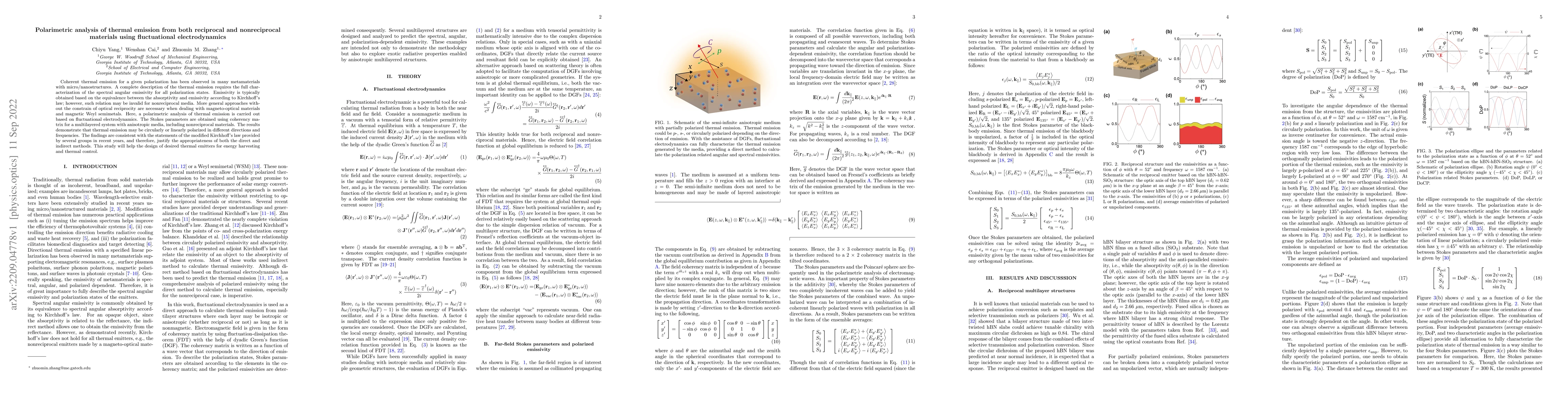 Thumbnail for Polarimetric analysis of thermal emission from both reciprocal and
  nonreciprocal materials using fluctuational electrodynamics