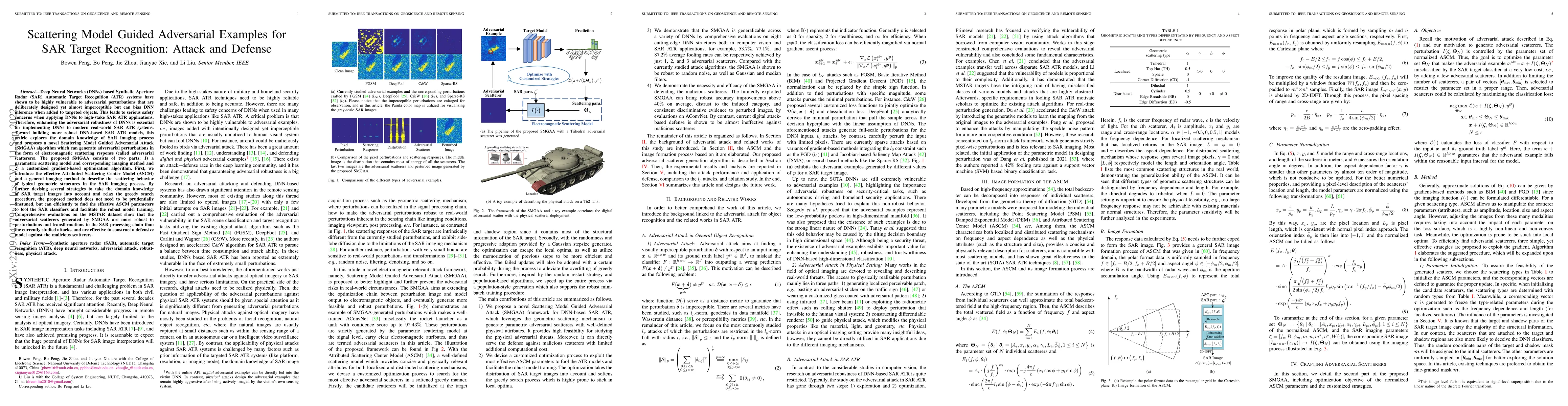 Thumbnail for Scattering Model Guided Adversarial Examples for SAR Target Recognition:
  Attack and Defense