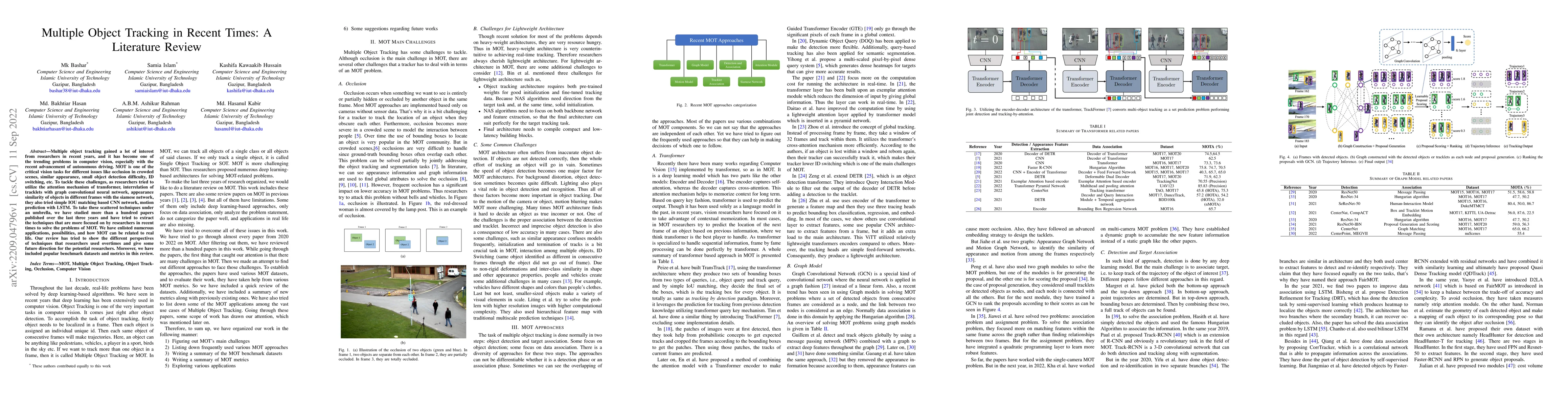 Thumbnail for Multiple Object Tracking in Recent Times: A Literature Review