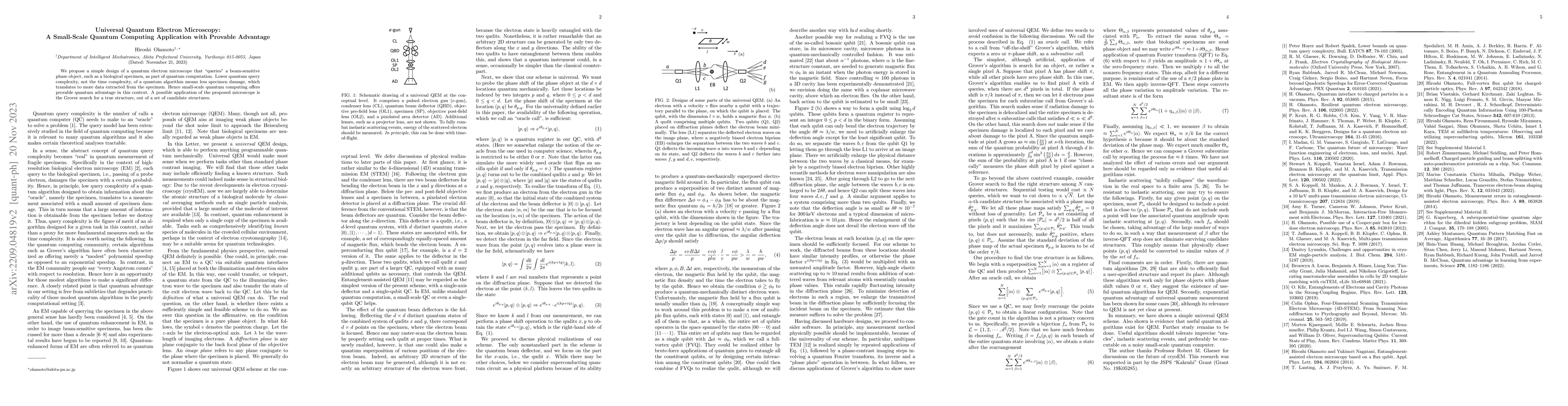 Thumbnail for Universal Quantum Electron Microscopy: A Small-Scale Quantum Computing
  Application with Provable Advantage