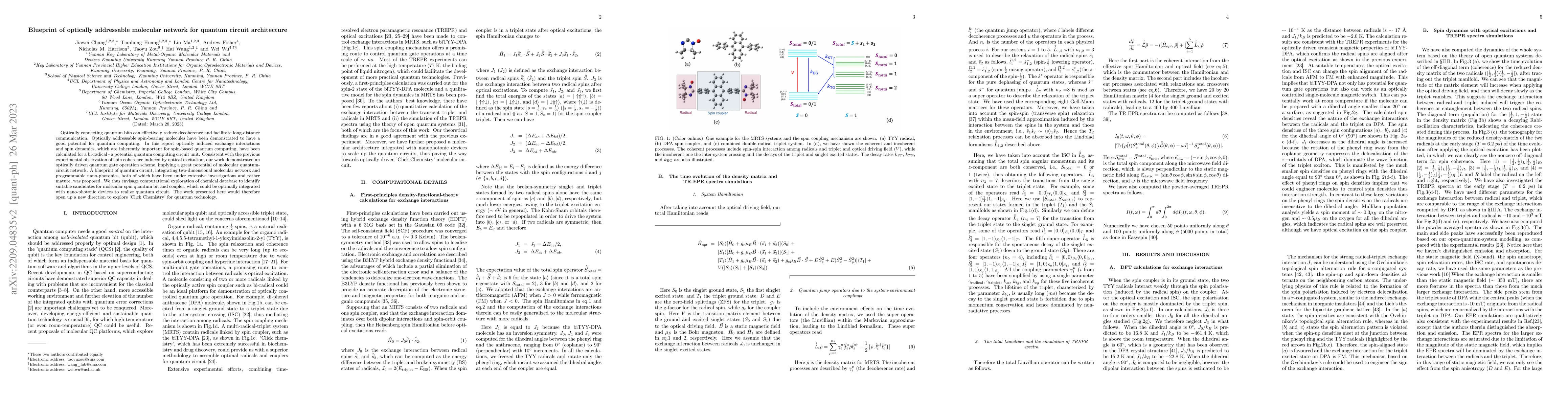 Thumbnail for Blueprint of optically addressable molecular network for quantum circuit
  architecture