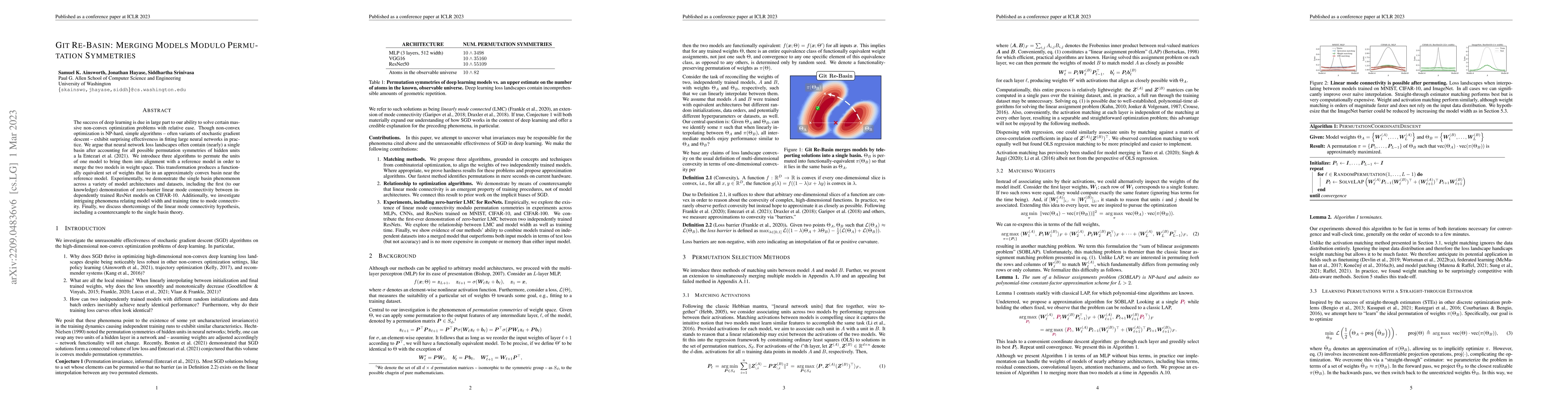 Thumbnail for Git Re-Basin: Merging Models modulo Permutation Symmetries