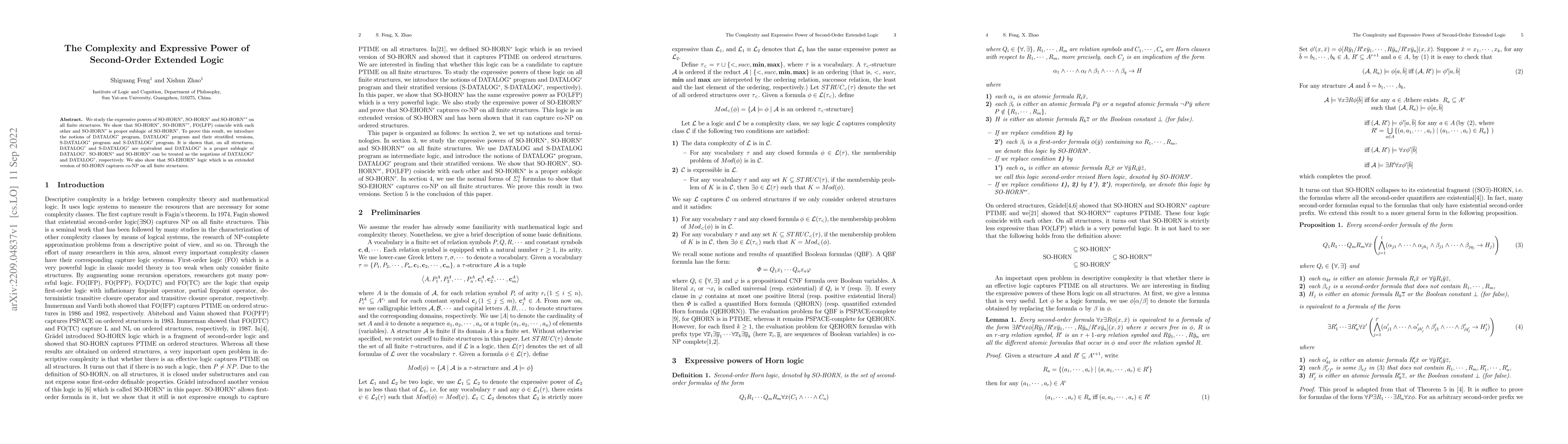Thumbnail for The Complexity and Expressive Power of Second-Order Extended Logic