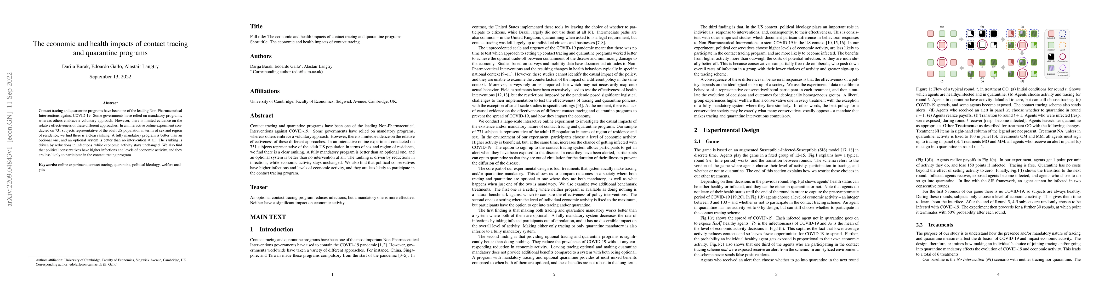 Thumbnail for The economic and health impacts of contact tracing and quarantine
  programs