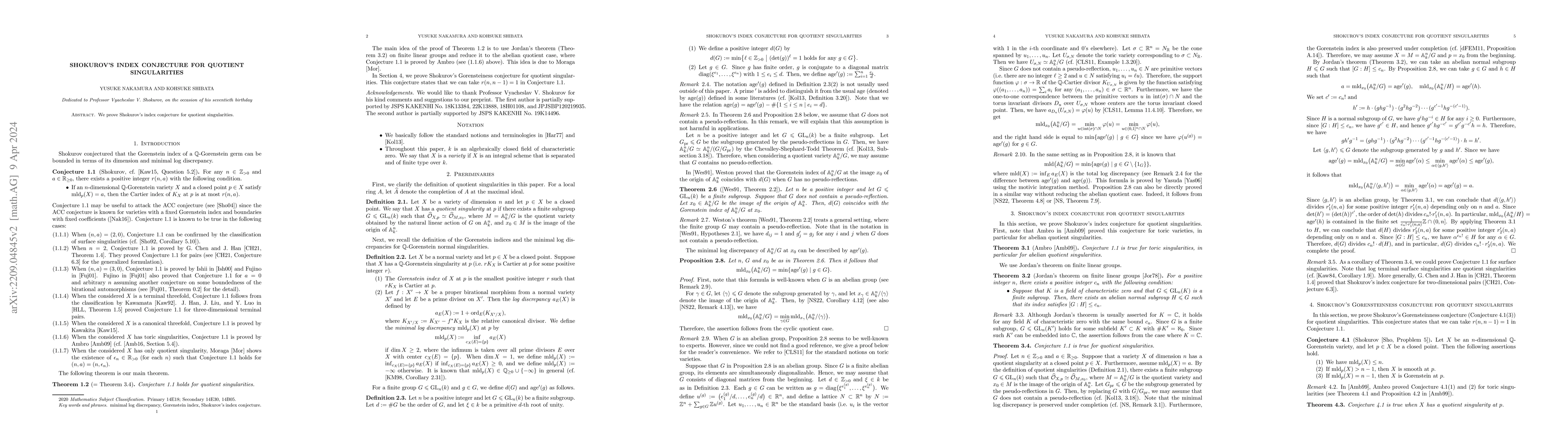 Thumbnail for Shokurov's index conjecture for quotient singularities