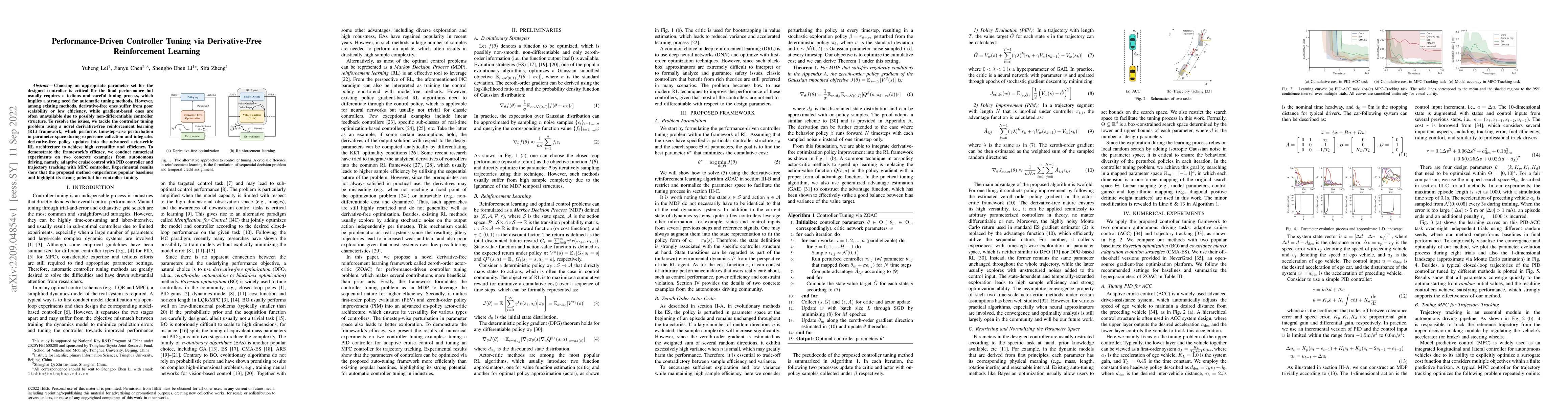 Thumbnail for Performance-Driven Controller Tuning via Derivative-Free Reinforcement
  Learning