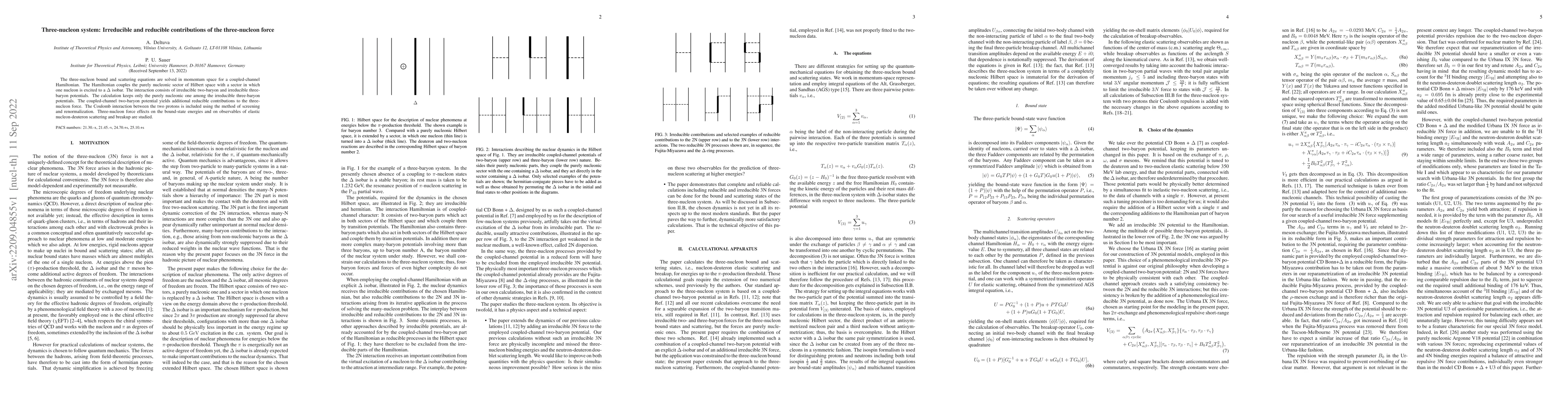 Thumbnail for Three-nucleon system: Irreducible and reducible contributions of the
  three-nucleon force