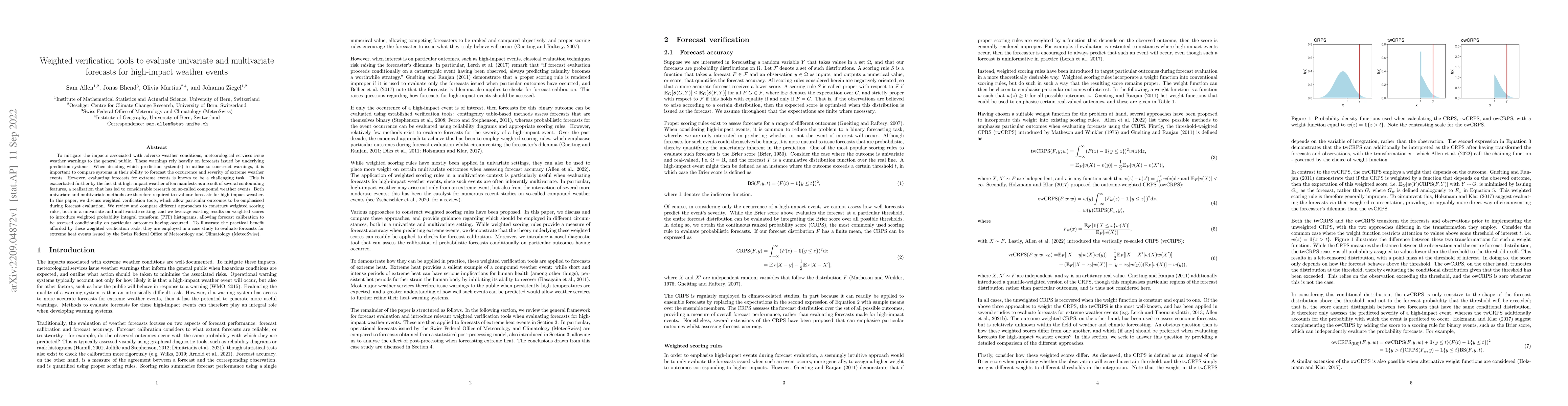 Thumbnail for Weighted verification tools to evaluate univariate and multivariate
  forecasts for high-impact weather events