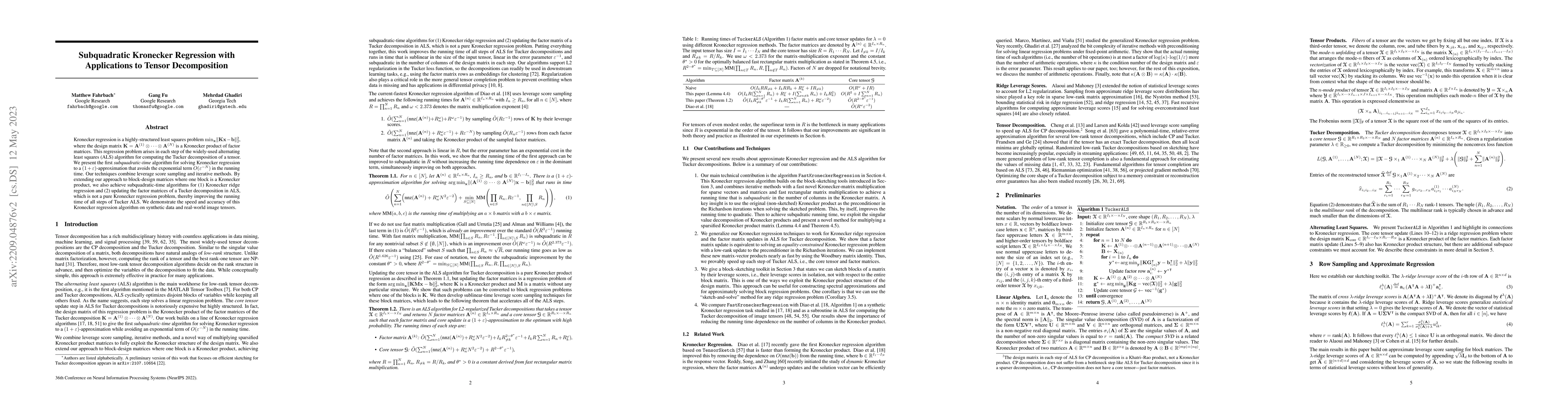 Thumbnail for Subquadratic Kronecker Regression with Applications to Tensor
  Decomposition