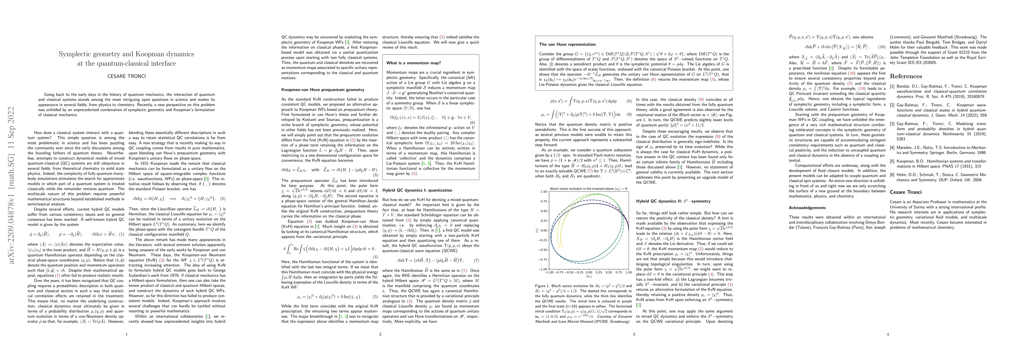Thumbnail for Symplectic geometry and Koopman dynamics at the quantum-classical
  interface