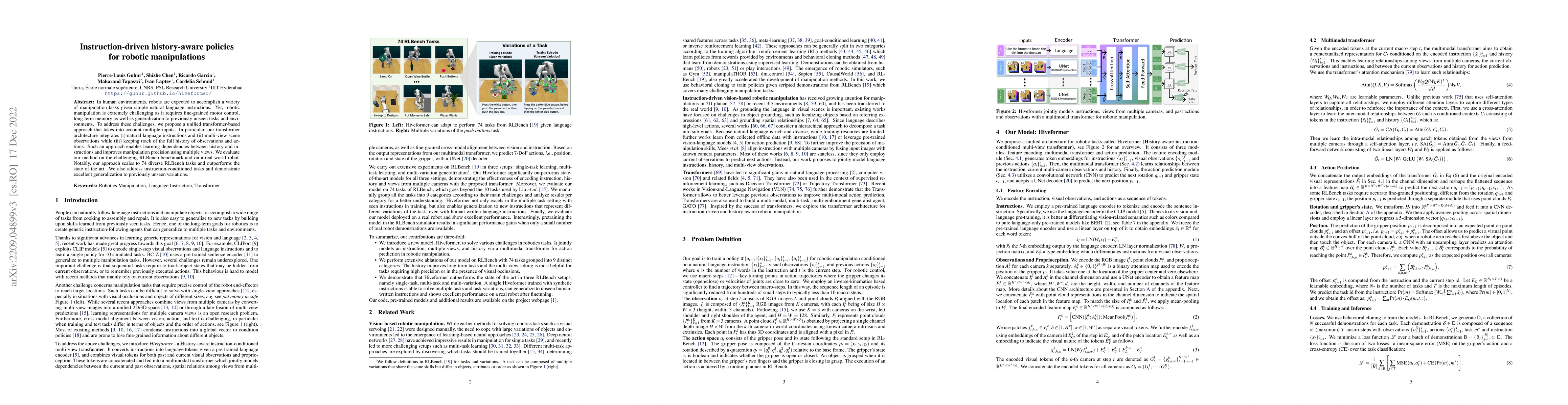 Thumbnail for Instruction-driven history-aware policies for robotic manipulations