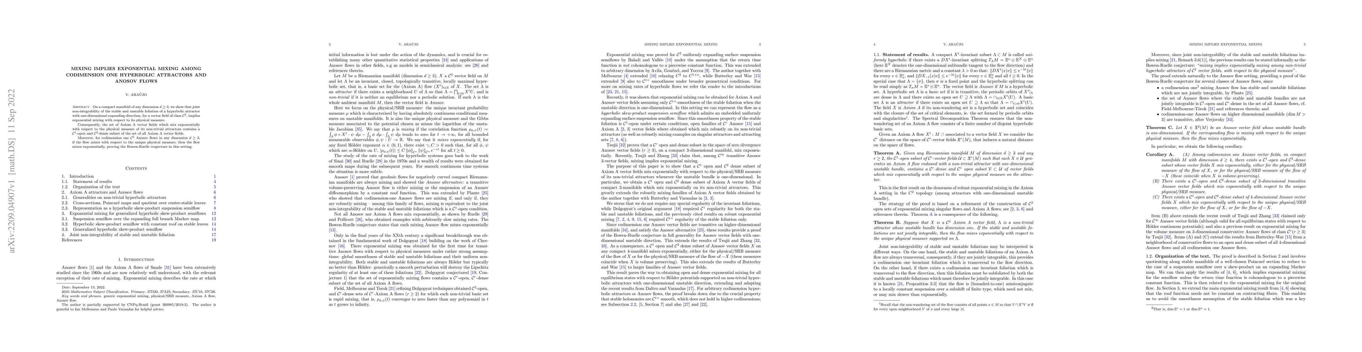 Thumbnail for Mixing implies exponential mixing among codimension one hyperbolic
  attractors and Anosov flows