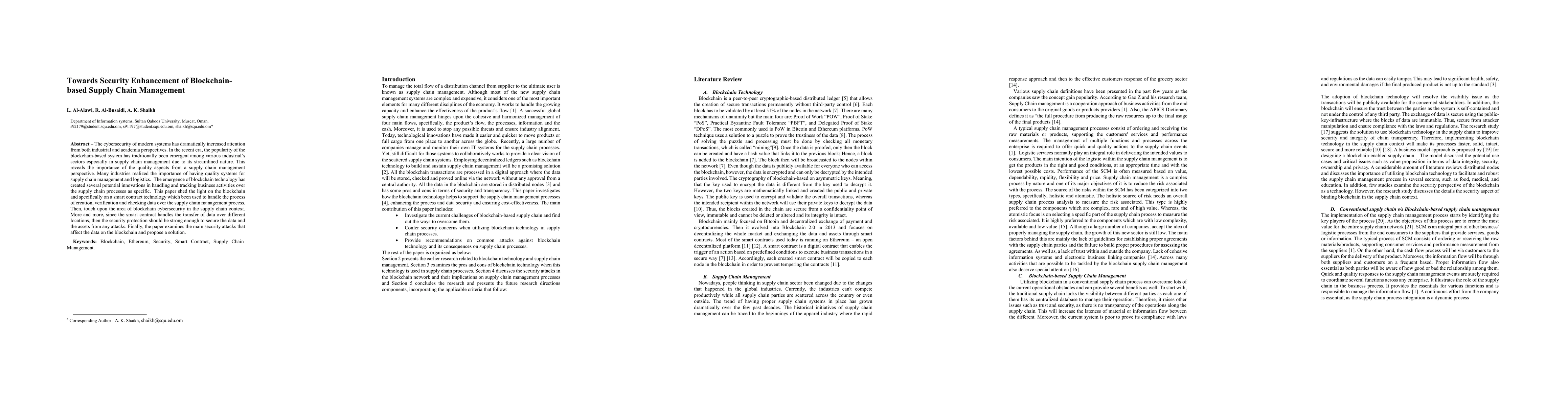 Thumbnail for Towards Security Enhancement of Blockchain-based Supply Chain Management