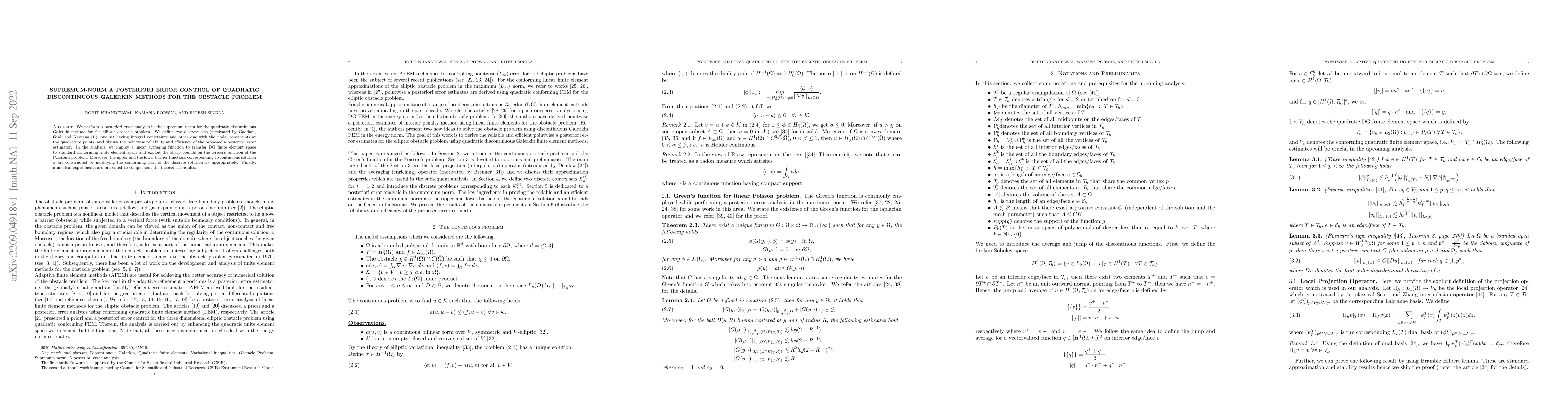 Thumbnail for Supremum-norm a posteriori error control of quadratic discontinuous
  Galerkin methods for the obstacle problem