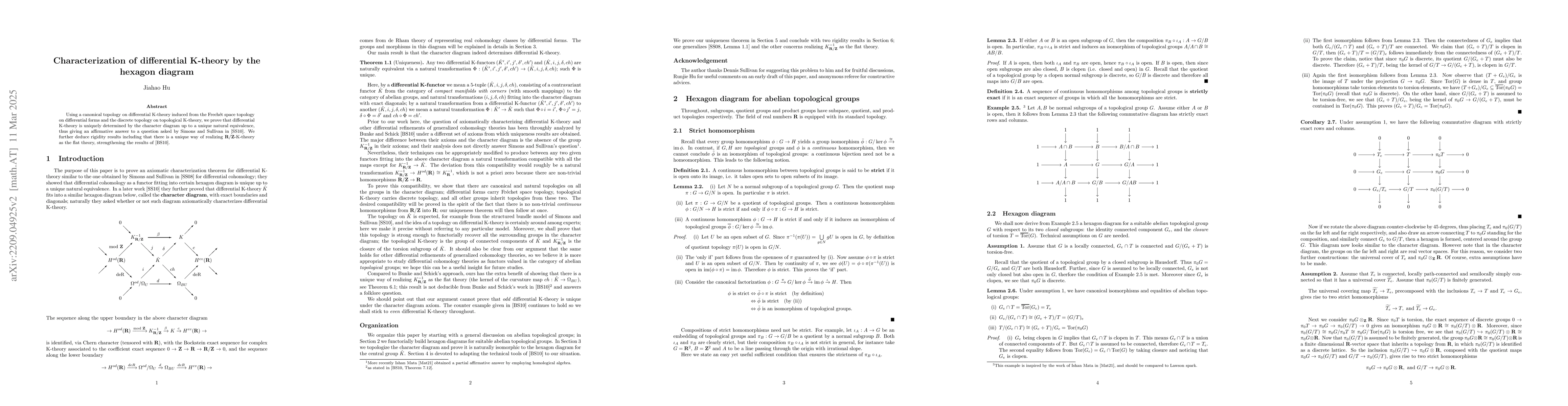 Thumbnail for Characterization of differential K-theory by hexagon diagram