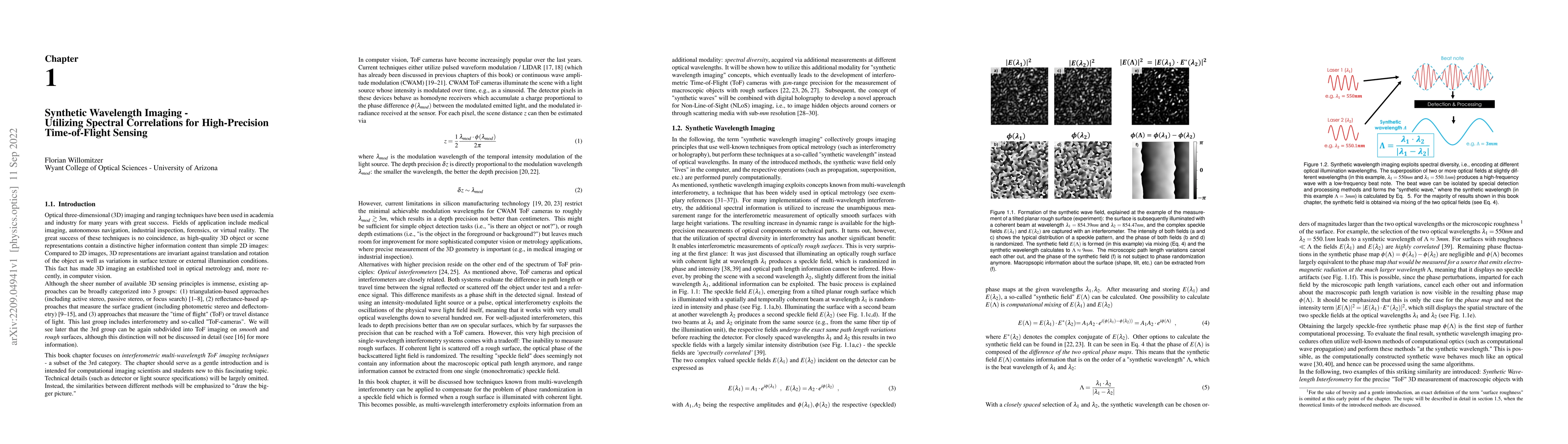 Thumbnail for Synthetic Wavelength Imaging -- Utilizing Spectral Correlations for
  High-Precision Time-of-Flight Sensing