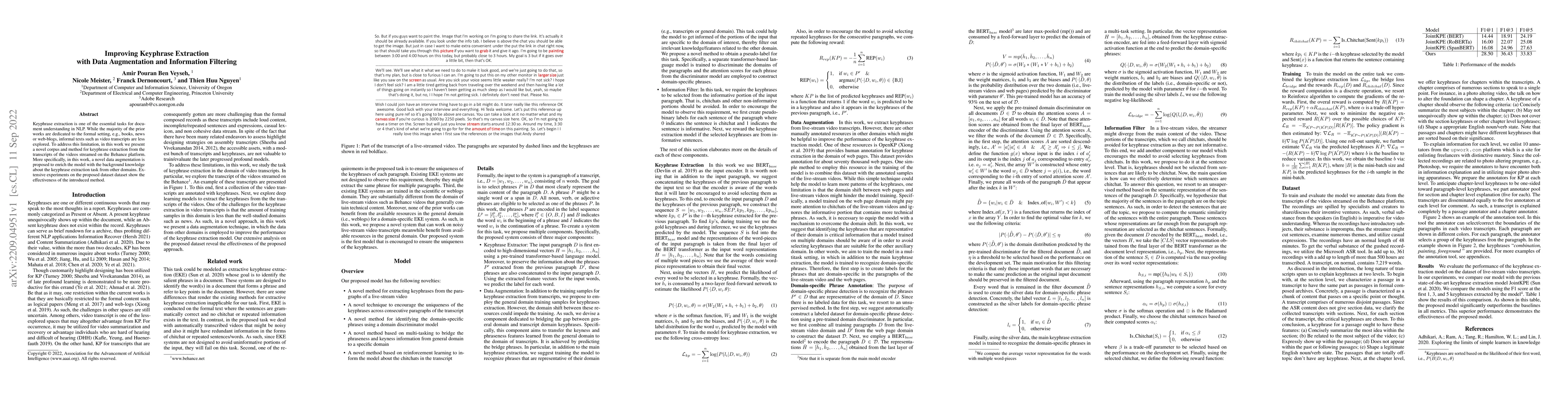Thumbnail for Improving Keyphrase Extraction with Data Augmentation and Information
  Filtering