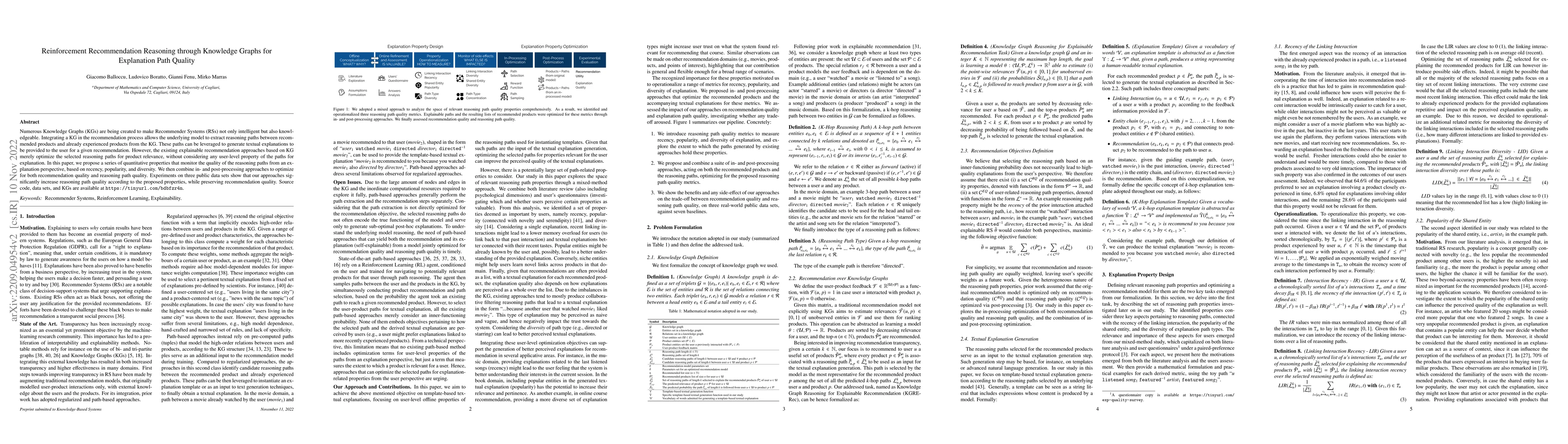 Thumbnail for Reinforcement Recommendation Reasoning through Knowledge Graphs for
  Explanation Path Quality