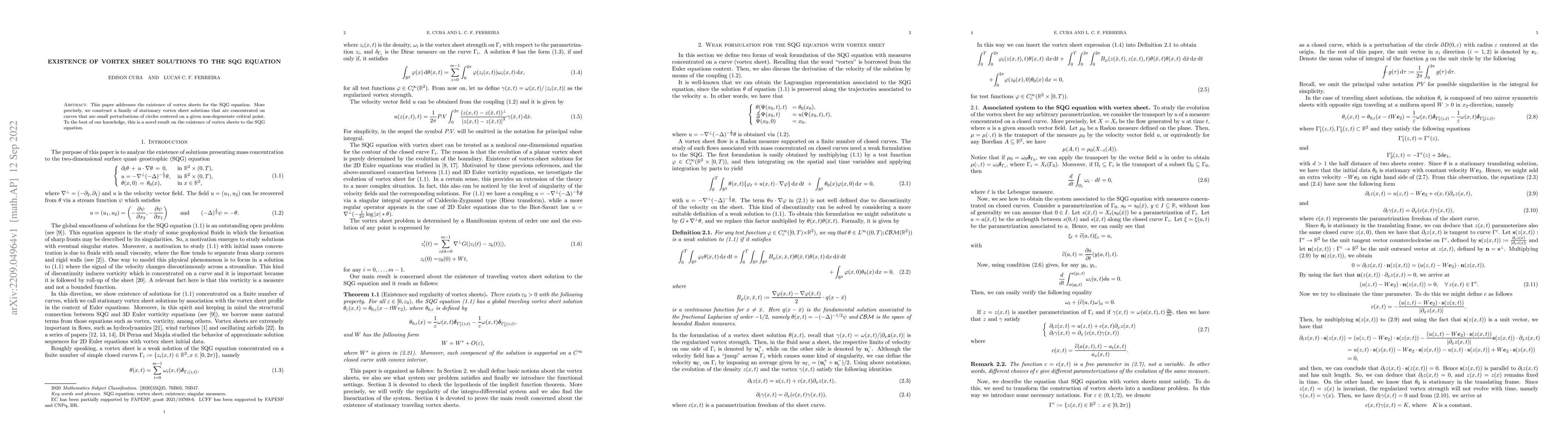 Thumbnail for Existence of vortex sheet solutions to the SQG Equation