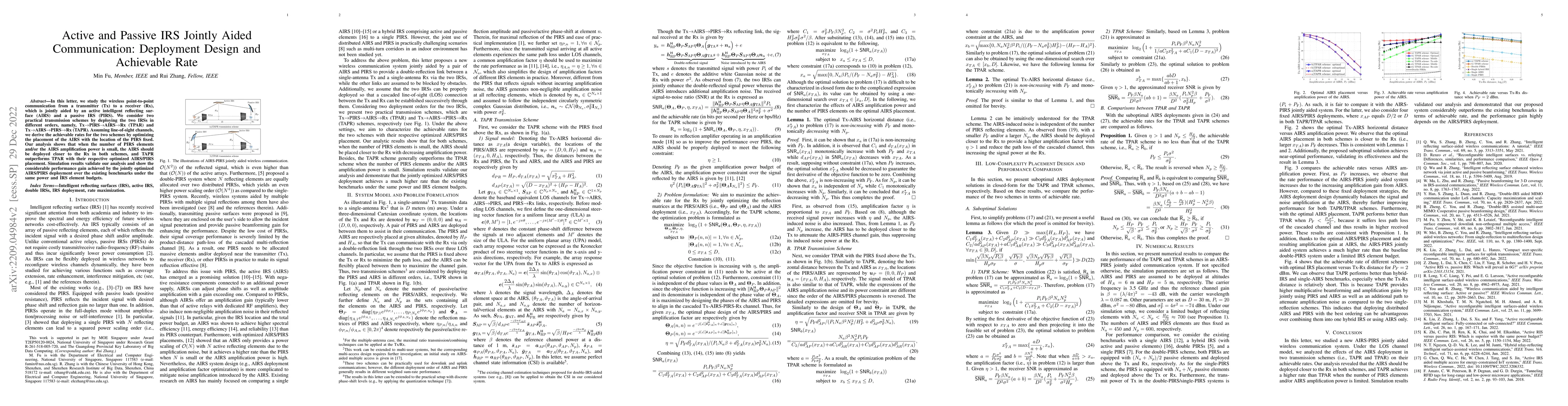 Thumbnail for Active and Passive IRS Jointly Aided Communication: Deployment Design
  and Achievable Rate