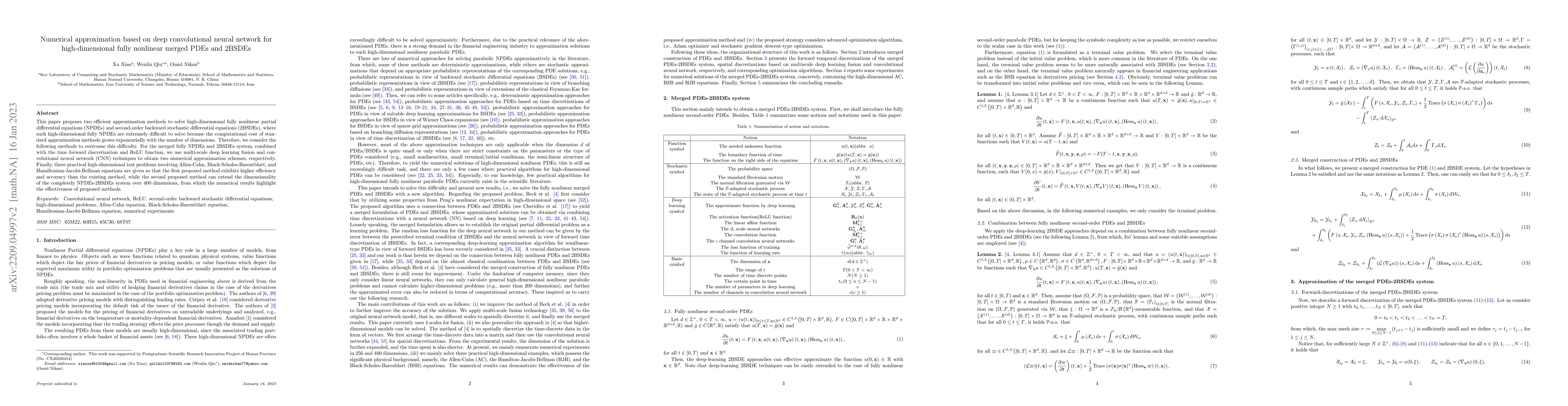Thumbnail for Numerical approximation based on deep convolutional neural network for
  high-dimensional fully nonlinear merged PDEs and 2BSDEs