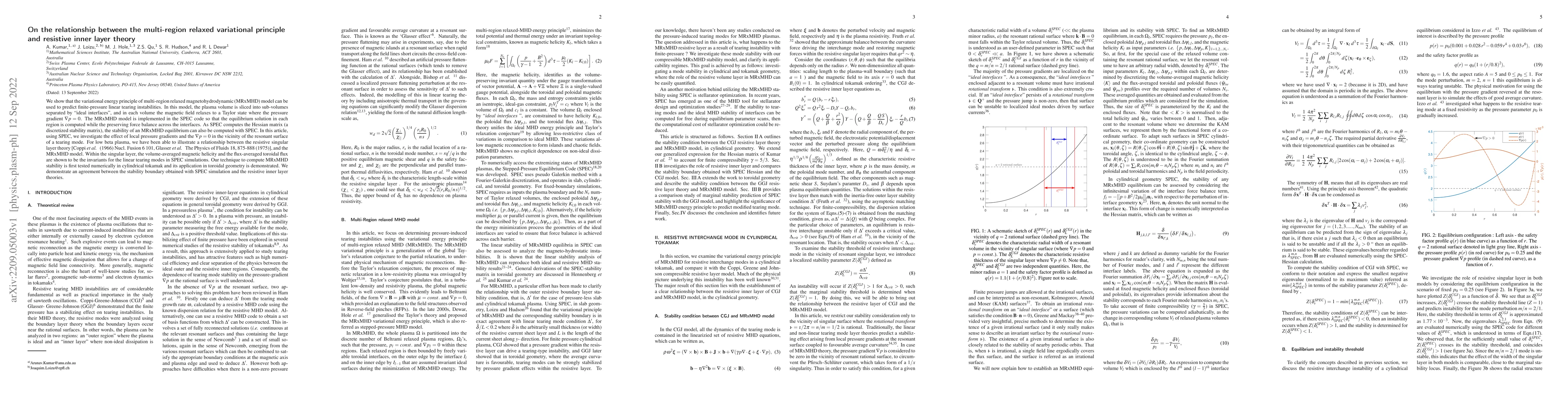 Thumbnail for On the relationship between the multi-region relaxed variational
  principle and resistive inner layer theory