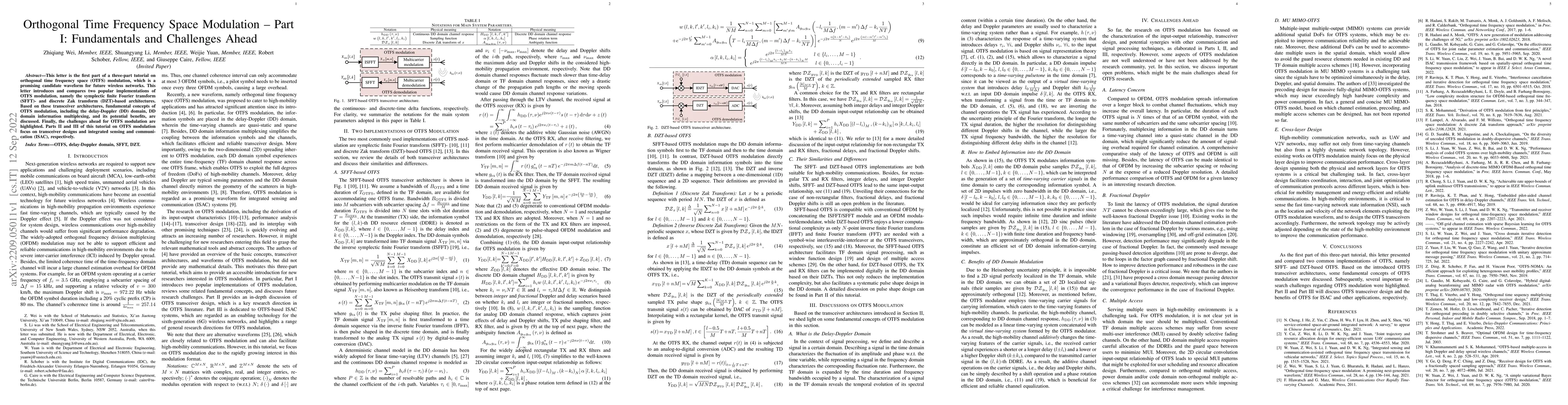 Thumbnail for Orthogonal Time Frequency Space Modulation -- Part I: Fundamentals and
  Challenges Ahead