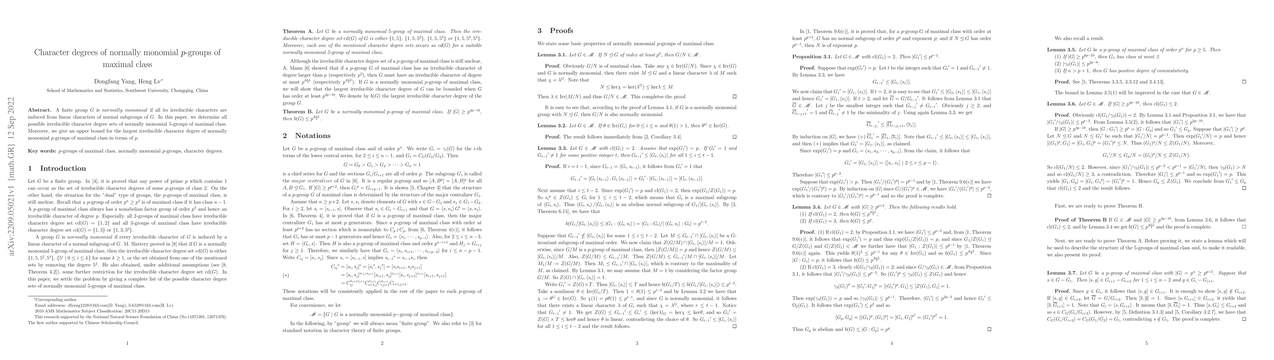 Thumbnail for Character degrees of normally monomial p-groups of maximal class