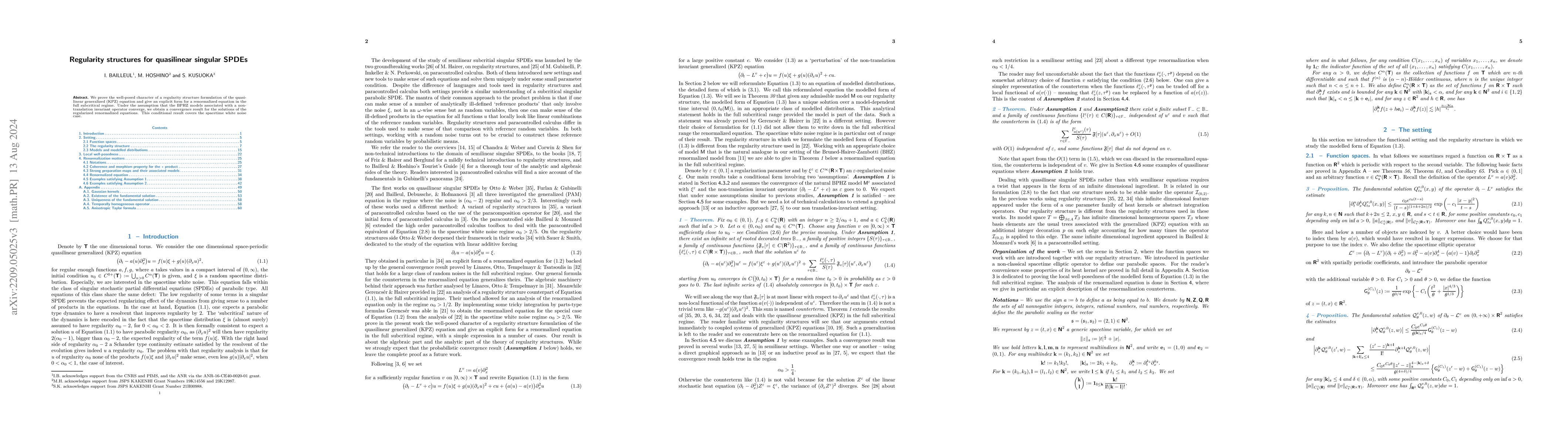 Thumbnail for Regularity structures for quasilinear singular SPDEs