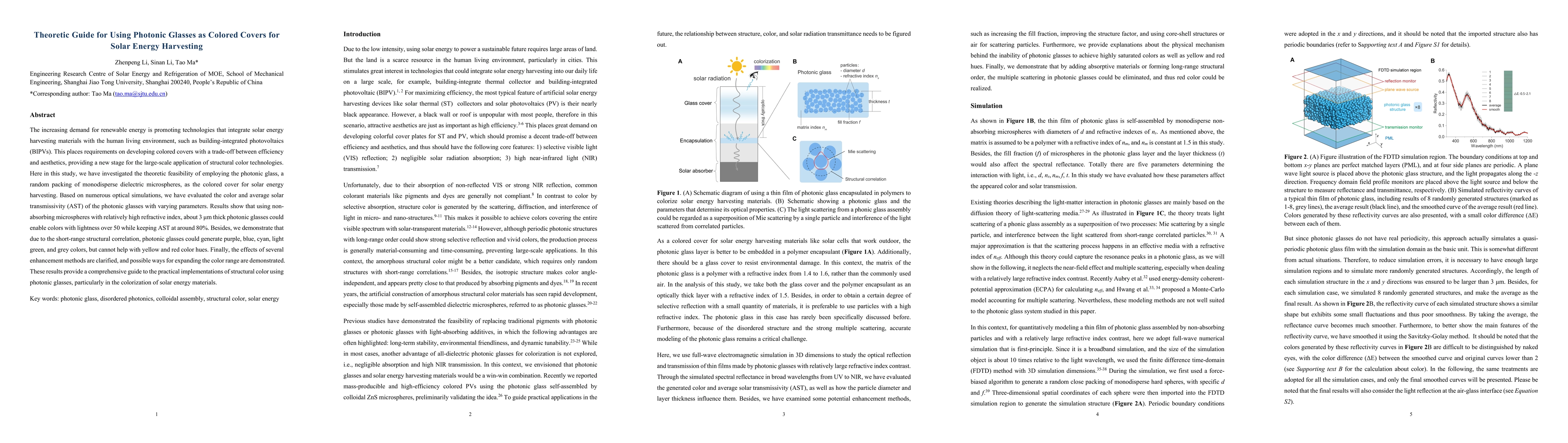 Thumbnail for Theoretic Guide for Using Photonic Glasses as Colored Covers for Solar
  Energy Harvesting