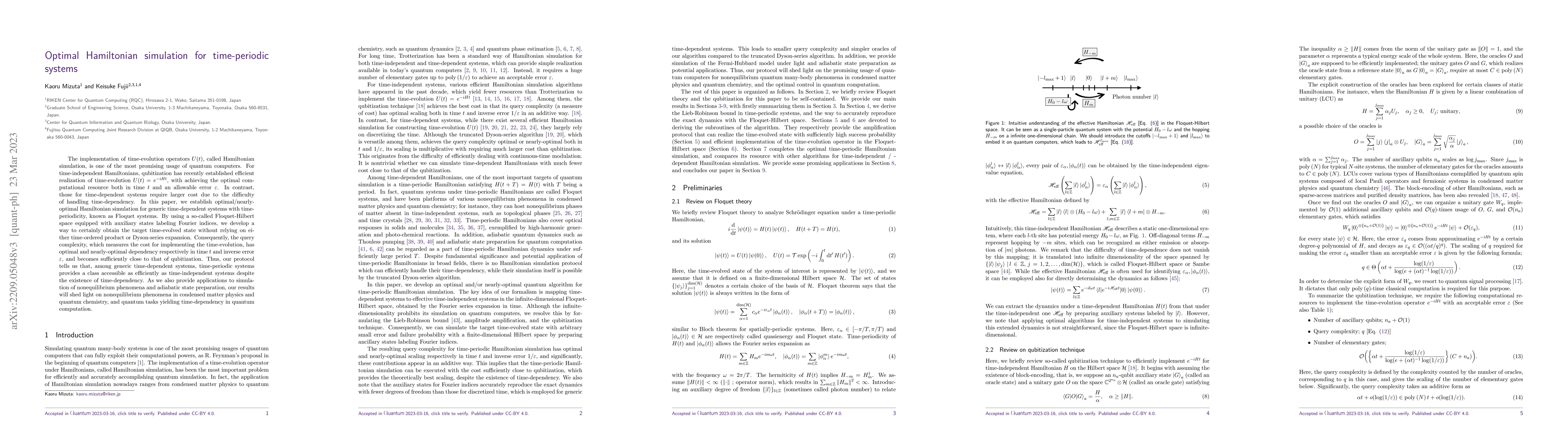 Thumbnail for Optimal Hamiltonian simulation for time-periodic systems