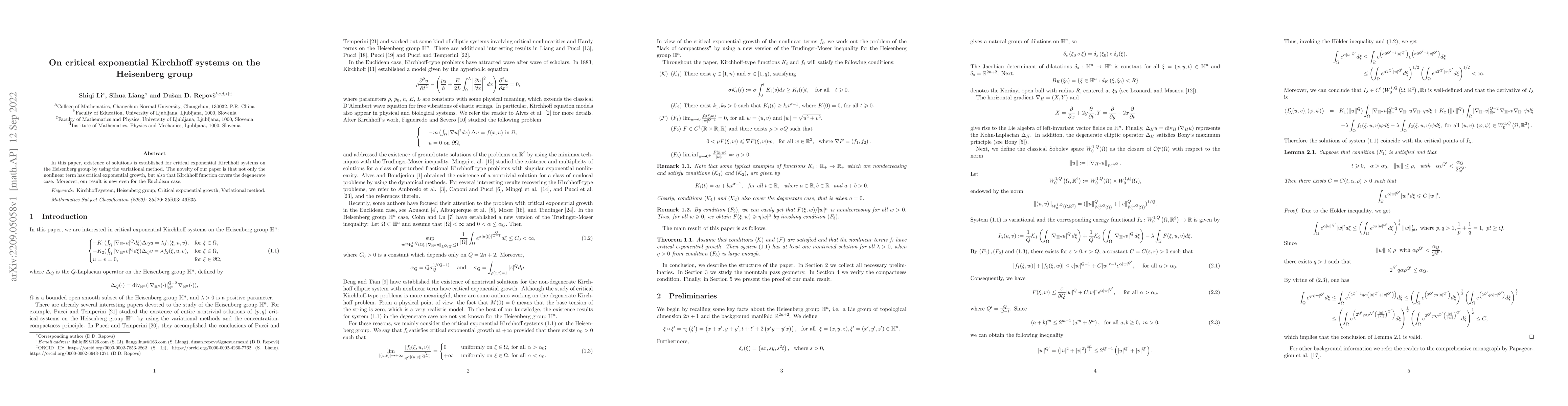 Thumbnail for On critical exponential Kirchhoff systems on the Heisenberg group