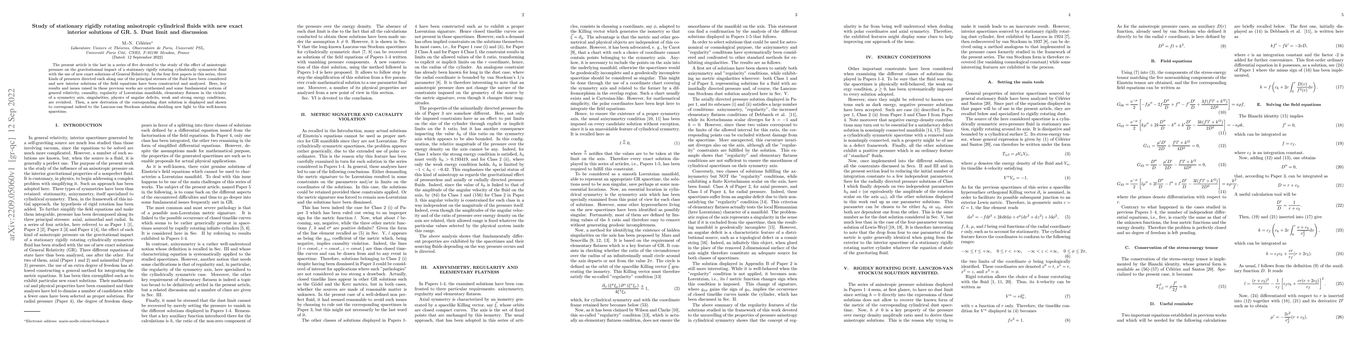Thumbnail for Study of stationary rigidly rotating anisotropic cylindrical fluids with
  new exact interior solutions of GR. 5. Dust limit and discussion