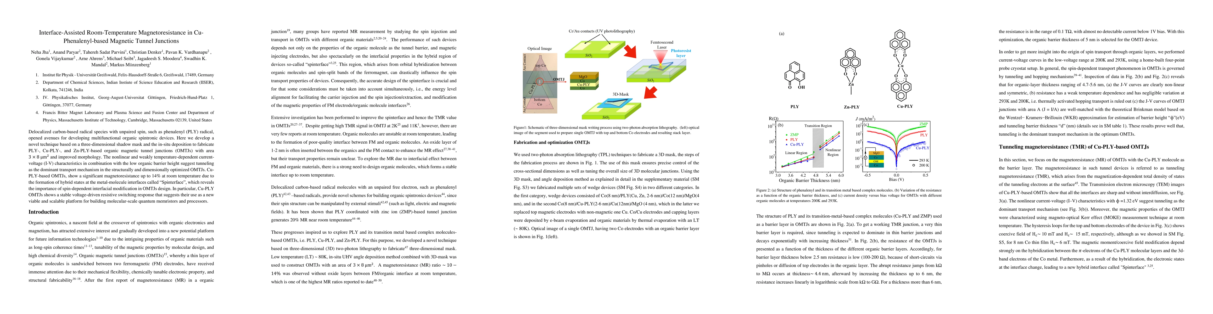 Thumbnail for Interface-Assisted Room-Temperature Magnetoresistance in
  Cu-Phenalenyl-based Magnetic Tunnel Junctions