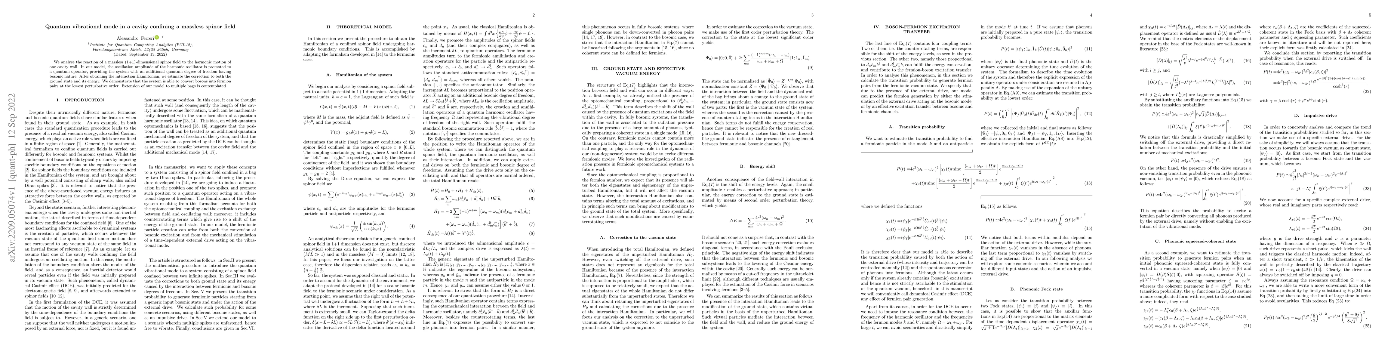 Thumbnail for Quantum vibrational mode in a cavity confining a massless spinor field